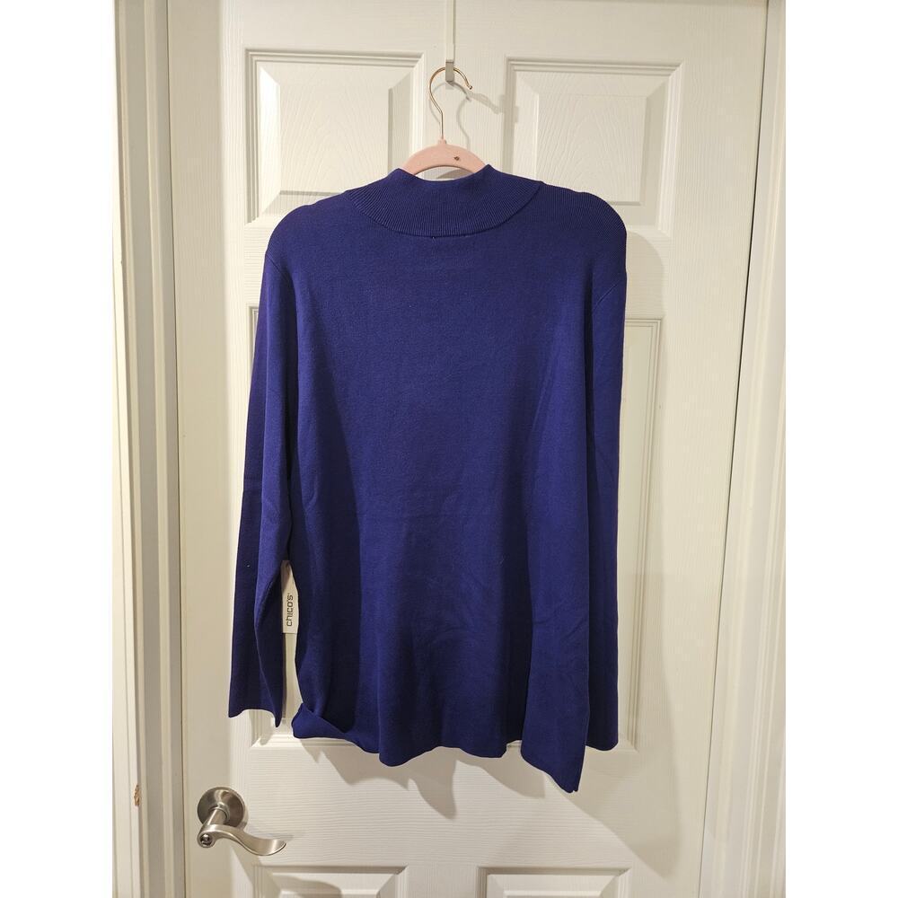 Chico's ECOVERO Mock Neck Sweater Florentina Plum Purple Womens XXL Size 4 NWT - Picture 8 of 8